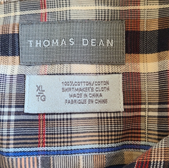 Thomas Dean Men's Long Sleeve Dress Shirt, Size: XL Color: Plaid Pattern - Picture 8 of 15